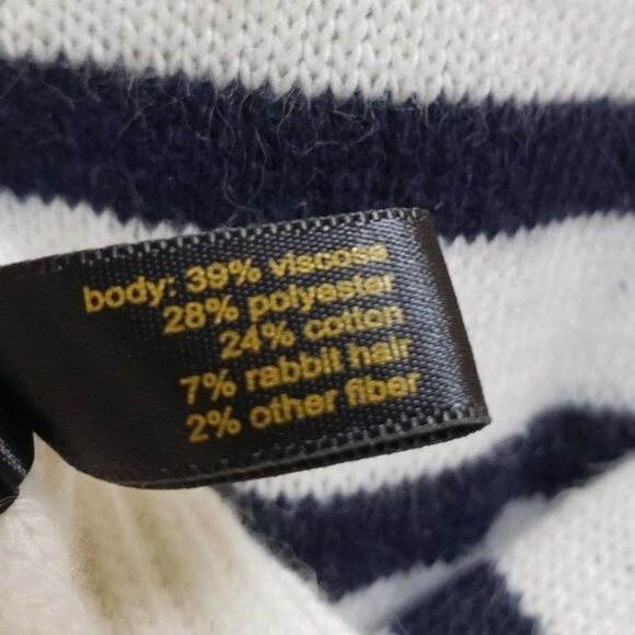 Outback Red Sweater S Navy White Viscose Blend Striped Knit Back Bow Peplum Hem - Picture 8 of 8